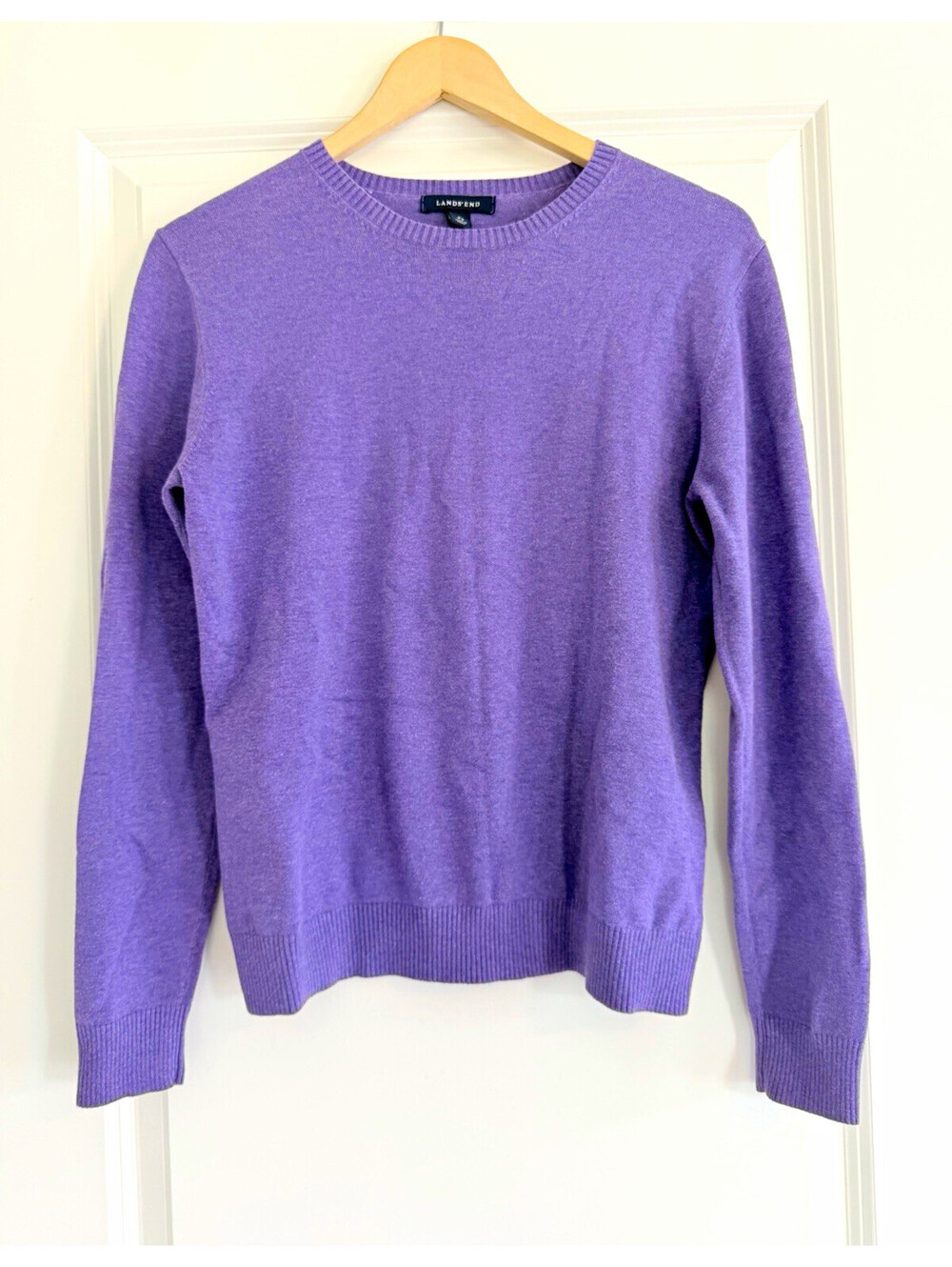 Lands' End Purple Sweater Women's Size S (6-8) Crew Neck Cotton Preppy Classic